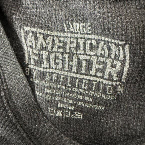 American Fighter Affliction Shirt Mens L Dark Gray Eagle Thermal Long Sleeve - Picture 2 of 7